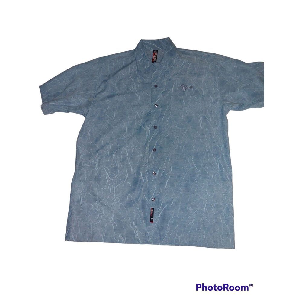 Willie Esco Short Sleeve Button Up Shirt Blue‎ Men's Large
